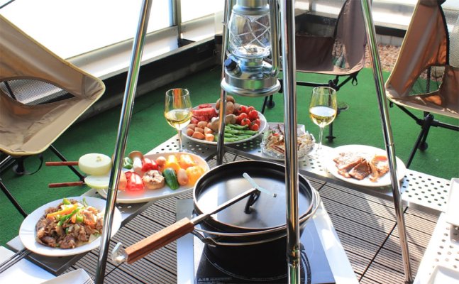 広々テラスでBBQ