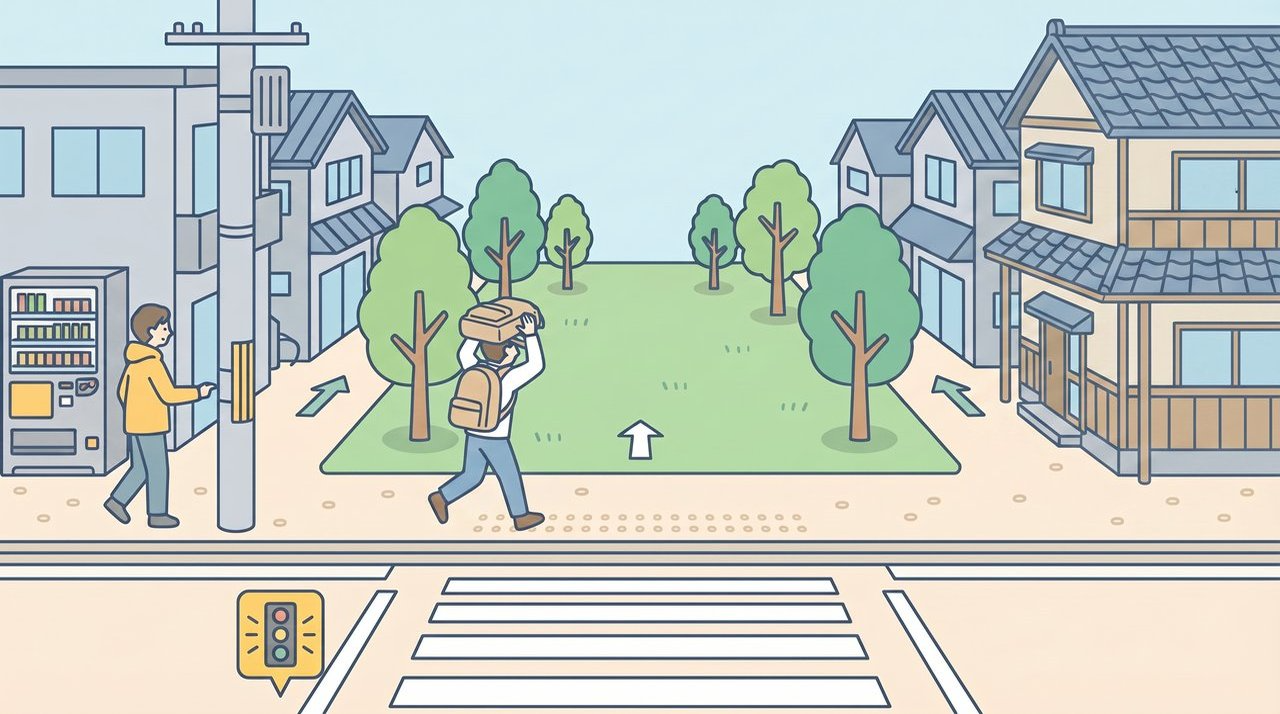 屋外での地震時の行動